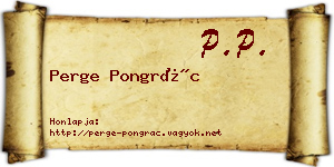 Perge Pongrác névjegykártya